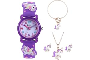 HMJIA Mädchen und Jungen Analog Quarz Uhr mit Cartoon Design 30M wasserdichte SilikonArmband Japanischen Quarzwerk Lern Armbanduhr für Kinder 3-10 Jahre