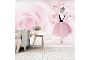 BYSQX Papier Peint Intissé Rose Roses Fleurs Fille Papier Peint Effet 3D Papier Peint Intissé Tapisserie Murales Panoramique 3D Peinture Murale Non-Tissé Tv Fond D'Écran 200X150Cm