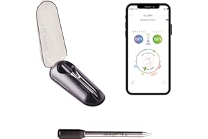 MASTRAD – Meat°it + – Sonde de Cuisson 100% Sans Fil – Thermomètre à Viande Connecté – Four, Barbecue, Poêle – Contrôle Température – Longue Portée – Bluetooth – Noir