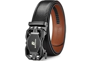 Bostanten Ceinture Homme en Cuir Boucle Automatique Largeur 35mm Réglable sangle Cadeau Box Noir