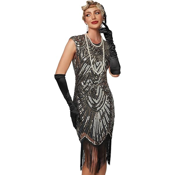 Cicano Jaren 20 Flapper Jurk Voor Dames, Vintage Pailletten Gatsby Kostuumjurk