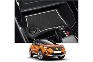 SXCY for Peugeot 2008 e-2008 UK Car Mats, 2020-2023 Peugeot 2008 e 2008 Rubber Mats, Non-Slip Mats for Interior Center Console, Armrest Box, Drink Holder, Door Groove Pads (White)