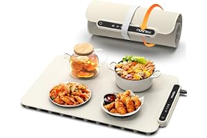 Bandeja Calentador De Silicona Plegable – 6 Platos, 6 Temperaturas (40-80°C), 4h Temporizador, Bloqueo Niños