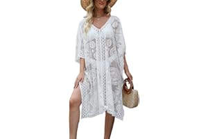 colornival Kimono de Encaje Sexy y Elegante para Mujer, Salida de Baño, Cubretraje de Baño para Vacaciones, Piscina, Playa y Fiesta