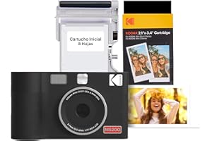 KODAK Mini Shot 2 ERA 4PASS 2-en-1 Cámara Instantánea e Impresora de Fotos (5,3x8,6cm) (Cámara + Pack con 38 Hojas (8 Hojas Iniciales + 30 Hojas), Negro)