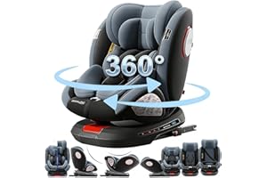 Magic ZC Giratorio 360° Silla Coche, Altura e Inclinación Ajustables Silla Coche Bebe, Anticolisión Sillita Bebe Coches, Fácil de Limpiar Sillita Bebes Coches (Grey without Foot Rest Frame)