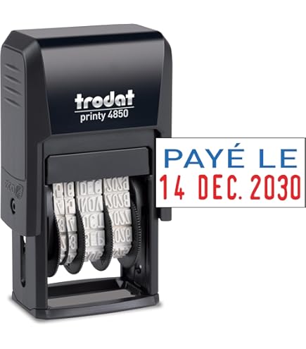 Trodat Professional 5117 Timbro Con Inchiostro Automatico Con Data E 12 Testi Olandesi Regolabili, Stampa Ca. 48 X 4 Mm, Nero