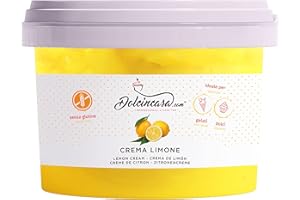 DOLCINCASA.COM Crema Dulce con Sabor a Limón Relleno Untable Decoraciones Listo para Usar Pasta Suave y Versátil para el Hogar o el Trabajo Resistente a la Cocción Pastelería Sin Gluten Fundidos Paquete de 500g