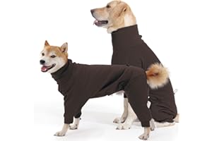 Hjyokuso Dog Jumper, Dog Clothes, Cozy Fleece With Full Leg Coverage and Leash Hole, Perfect for Cold Days, Brown - XXX