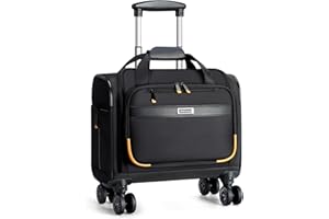 Ponhog Rolling Laptop Bag with 4 Detachable Spinner Wheels - Rolling Briefcase 15.6 Inch 1680D Nylon Water Resistant Trolley Bag on wheels,wheeled Computer Bag for Men and Women Work Travel,Black