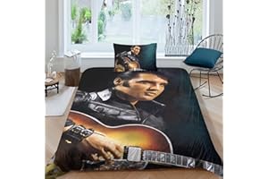 LENTLY Elvis PresleyBettwäsche Set Bettbezug Set 3D Trösterbezug 2 Stücke Mikrofaser Für Kinder Teens Jungen Bedruckter Bettbezug Single（135x200cm）