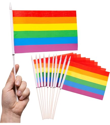 PTEROSAUR 100 Bandiere Arcobaleno LGBT Da Mano 14x20 Cm - Piccole Bandiere LGBTQ Per Sfilate E Feste