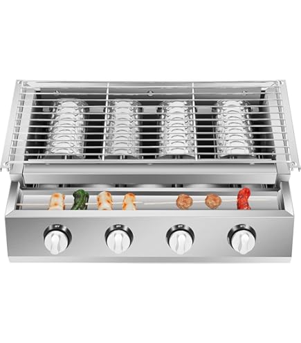 Barbecue à Gaz 4 Brûleurs +1 En Acier Inoxydable