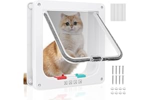 NOKWOCY Chatière pour Chats,Verrouillage à 4 Voies Chatière 28 × 25cm pour Chats et Petits Chiens de circonférence <75cm,Chatiere pour Chat Isolante,Facile à Installer et à Utiliser (XL)