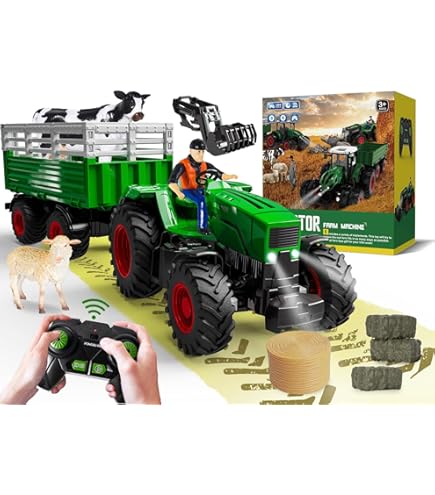 Tractores De Juguete Bateria Tractor RC Con Remolque Y Aspersor
