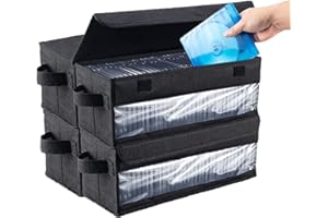 Aolawco 4 Pack CD Storage Box with Cover, 14.1 * 6.2 * 5.5 In Side Visual CD Case, CD Storage Box Holds 40 CDs in full jewel cases, 80 CDs in slim cases, and 200 discs in CD sleeves - Black