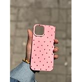 Iphone 15 İle Uyumlu Desen Tasarımlı Y&uuml;ksek Kalite Lansman İ&ccedil;i Kadife Kılıf (Şeker Kırmızı Kalp)