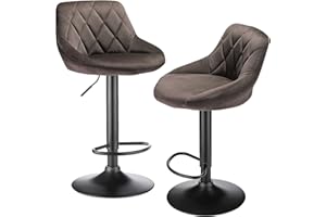 XDAILUYYDS Barhocker Samt 2er Set, Höhenverstellbare Barstühle, 360° Drehstuhl, Küchenstühle mit Rückenlehne und Fußstütze, Esstisch Stuhl-Geeignet für Lobby, Tresen. (Braun)