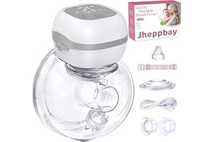 Jheppbay Milchpumpe Elektrisch, Milchpumpe Elektrisch Tragbar mit 3 Modi und 12 Stufen, 5s Montage，Speichermodus, LCD-Display, Elektrische Milchpumpe Tragbar mit 21 mm / 24 mm Flansch(Grau, 1er-Pack)