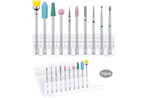 ‎JEEZAO 10 Stück Professioneller Diamant Bits für Nagelfräser,Schleifkörper Schleifkopf Set für Maniküre Nagelpflege, Entfernen Nagelhaut Kit,Legierter Wolframstahl Bits (02)