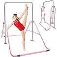 ORIENTOOLS Kids Gymnastics Bar Foldable Gym Bars Height Adjustable 88-132cm Sturdy Steel Horizontal Gymnastic Training Equipment for Kids 8-12 Ages Loading Weight 70kg