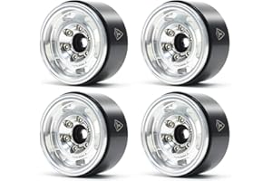 TREAL 1.55 Beadlock Wheels Vintage Wheels (4pcs) CNC Metal Wheel Upgrades for 1/10 RC Crawler Car-Type C(Silver)