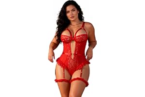 ohmydear Damunderkläder spets bodysuit spets teddy bodysuit med strumpebandshållare, plusstorlek, underkläder, set, Garter, smal, mage, underkläder
