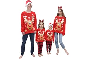 Neufigr Weihnachtspullover Familie Set,Weihnachtspullover Damen Herren Kinder,Familie Weihnachtspulli Set