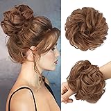 FESHFEN Chignon Finto per Capelli, Elastici Chignon Finti Sintetica Ondulato Capelli Naturale Coda di Cavallo Auburn chiaro P