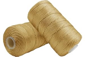 Uiopa 2 Pièces Fil Macramé 1,5mm x 200m, Fil de Crochet en Nylon Corde Fine pour Crochet et Tricot, Corde Macramé Kaki pour Bricolage, Décoration, Emballage Cadeau, Artisanat