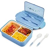BIBURY Lunch Box, Leakproof Bento Box for Kids Adults, Food Container with 3 Compartments and Cutlery Set, Lunch Box Meals Mi