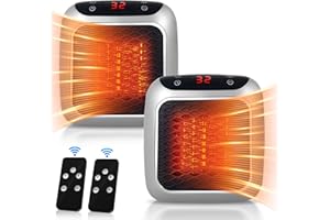 YCOIEE Chauffage Portable, Chauffage Électrique en Céramique de 800W, Chauffage D'appoint Électrique avec Télécommande, Chauffage D'appoint Mini pour La Maison, La Chambre à Coucher-2PCS