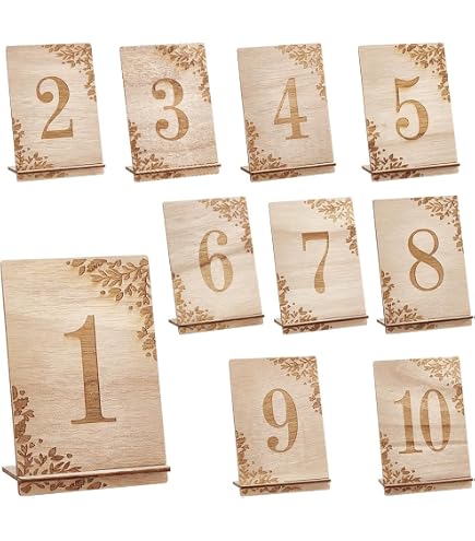 Olympia Lot De 10 Numéros De Table Bois Acacia 11-20 – Double Face, Élégant Et Rustique – Restaurants, Mariages, Cafés, Bistros