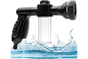 YIBANG Garden Foam Spray Gun, 8 Patterens Adjustable Foam Garden Sprayer With Soap Dispenser, High-Pressure Hose Attachment with Reservoir for Lawn/Garden Watering Car Washing Pet Bathing Fertiliser