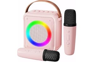 Ankuka Juguetes de Karaoke para Niños y Adultos con 2 Micrófonos, Máquina de Karaoke Portátil Rosa con Luces LED y Efectos de Cambio de Voz, un Gran Regalo para niños de 3 a 18 años