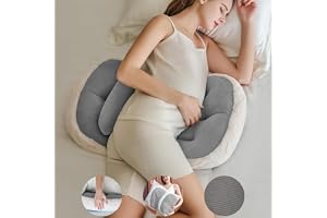 Angju Pregnancy Pillows for Sleeping, Faux Fur Luxury Maternity Pillow Support for Pregnant Women, Pregnancy Must Haves, Side Sleeper Pillows for Adults (Grey)