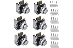 MTSMART 6 Stück Wohnmobil Schlösser, Cabinet Push Lock Button Catch, Keyless Wohnmobil Verriegelung für Wohnmobile, Yachten, Boote, RV Camping Schrank, Wohnwagen, Cut out 20mm (Silber)