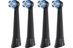 Brushico Replacement Brush Heads – Compatible with Oral-B iO Series 2–10 | Soft Bristles | 4 Pack (Black)