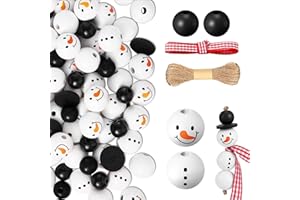 WNV Christmas Crafts Wooden Beads Kit - 42 Pcs, 7 Types of Parts, Perfect for Macrame Christmas Tree & DIY Projects Wooden Beads for Crafting