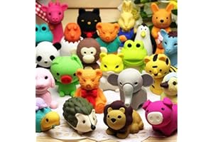 URSKYTOUS 60Pcs Animal Erasers Desk Pets for Kids Animal Pencil Erasers Bulk Puzzle Eraser Toys Gifts for Classroom Prizes,Game Reward,Treasure Box,Easter Egg Fillers,Goodie Bag Stuffers,Party Favors