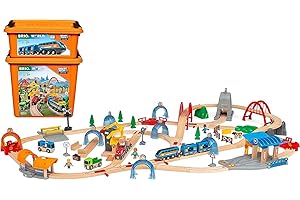 BRIO World 33977 Smart Tech Sound Deluxe Set - Interaktive Lok mit Aufnahmefunktion in umfangreichem Komplett-Set mit Aufbewahrungsboxen - Empfohlen ab 3 Jahren