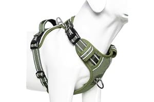 HEELE Hundegeschirr, Hundegeschirr für Grosse Hunde, Freigabe am Hals, Vorderseite Rückseite Clips Hundegeschirr Einstellbar 