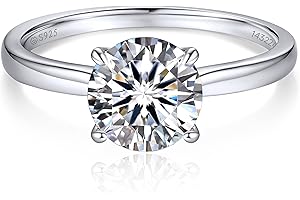 MomentWish Moissanite Anello Donna, 1/2 Carato Anello Solitario Fidanzamento Anelli Donna VVS1 D Colore Eternità Argento 925 Regalo di nozze per Donna