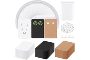 Glarks Lot de 550 cartes de présentation pour boucles d'oreilles avec fermoirs et sacs auto-scellants, 9x6 cm, 3 couleurs, boucles d'oreilles, emballage de bijoux
