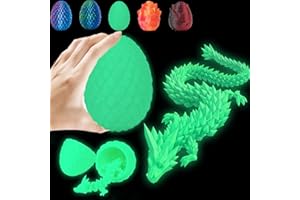 Veszoen Dragón Impreso en 3D, 30cm Dragón Articulado Impreso 3D, Dragón de Cristal con Huevo de Dragón para Automóviles, Oficinas y Decoración del Hogar(Verde Fluorescente)