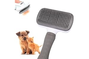 Edipets, Brosse Chien, Chat, Poil Long, Autonettoyante, Poils en Acier et Silicone, Élimine les Poils Morts, Ergonomique, Accessoires Animaux (Gris)