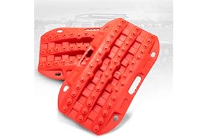 BUNKER INDUST Off-Road Traction Boards, 2 Pcs Recovery Tracks Traction Mat for 4X4 Jeep Mud, Sand, Snow Traction Ladder-Red Tire Traction Tool