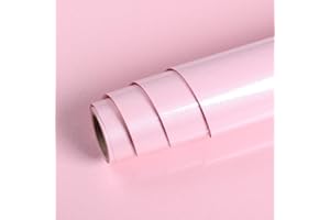 Livelynine Carta da Parati Rosa Cipria Colorata Carta Adesiva Muro Bambina Camera Letto Pellicola per Armadio Adesiva Plastica Adesiva per Mobili Llavabile Plastica Adesiva Decorativa 40CMX2M