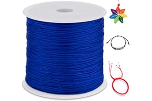 LEREATI Cola de Raton 0.8mm x 100m Cuerda Nylon Cordón de Satén Nailon, Hilo Macrame para Hacer Pulseras, Reborde, Joyería, Anudado Chino (Azul Real)
