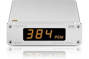 TOTAUDIO Topping D10S DAC Amplificateur Hi-Res, ESS ES3838Q2M 32 bits, USB XMOS U208 (Argent)